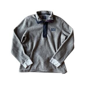 Abercrombie & Fitch Gray Quarter Snap Button Medium Fleece Pullover